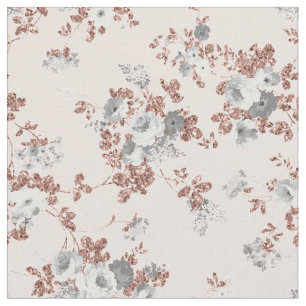 Matig lichtroze witte roos goud glitter floral stof