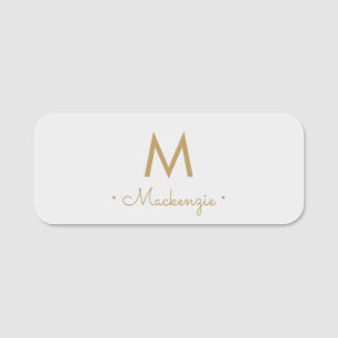 Matig Light Grey Gold Script Monogram Naamplaatje