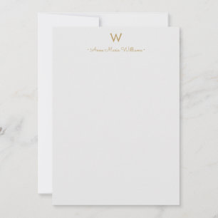 Matig Light Grey Gold Script Monogram Notitiekaartje