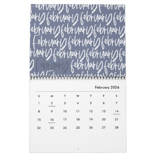 Matig markerpenscript kalender (Feb 2026)