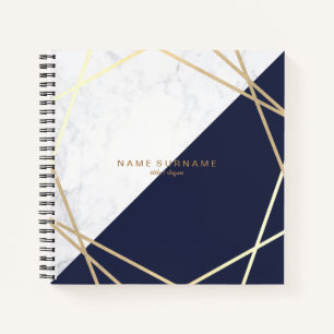 Matig meetkundig patroongoud, Midnight Blue Notitieboek