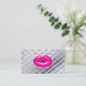 Matig meisje Chic Silver, Roze Lips Visitekaartje (Staand voorkant)