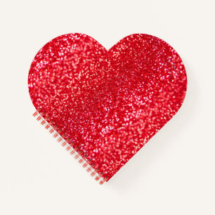 Matig meisje Elegant Cute Chic Red Glitter Heart Notitieboek