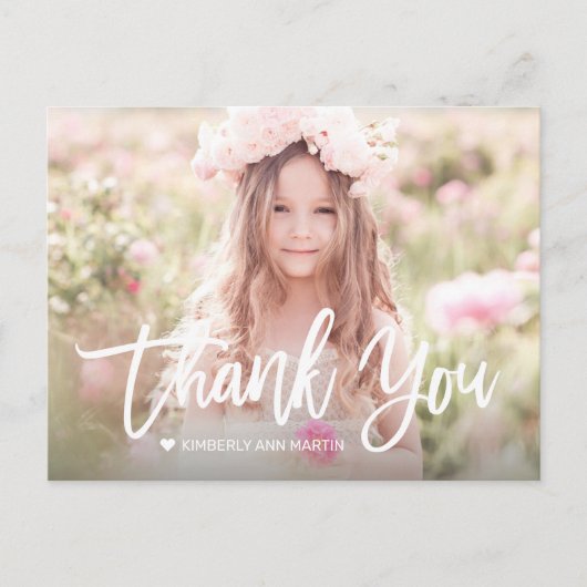 Matig meisjesfotoscript verjaardag Dank je wel Briefkaart (Voorkant)