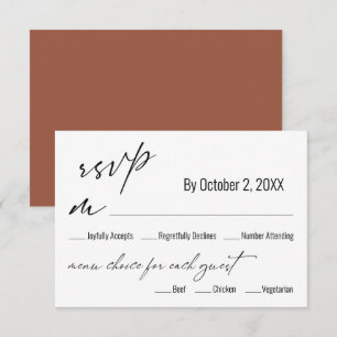 Matig menu Keuze Terracotta Wedding RSVP Kaart