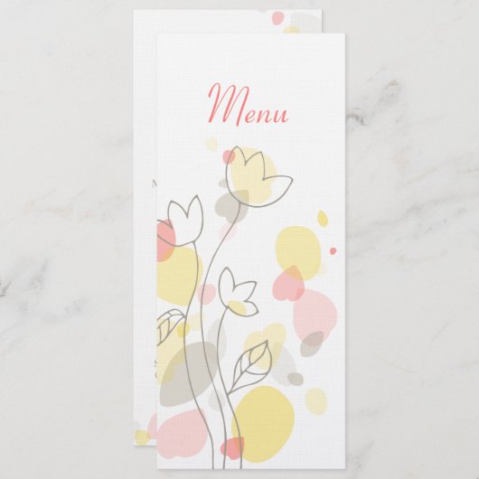 Matig menu van de bruiloft van de bloemenflesjes (Voorkant / Achterkant)