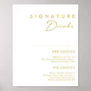 Matig minimaal Gold Font Signature Drink Sign Poster