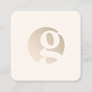 Matig minimaal goudbeige monogram vierkante visitekaartje