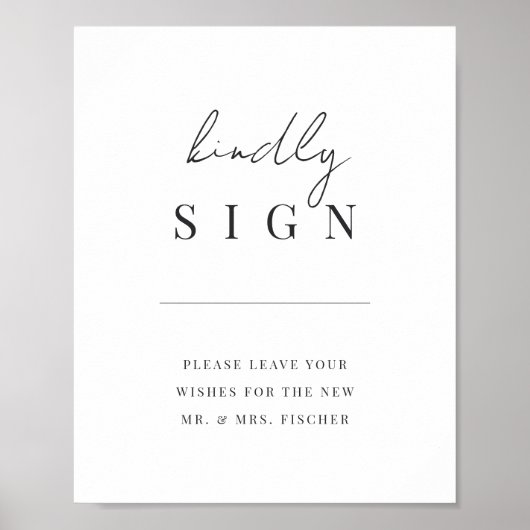 Matig minimaal script bruiloft Guestbook Sign Poster (Voorkant)