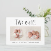 Matig minimaal tweelingfotobericht aankondiging (Staand voorkant)