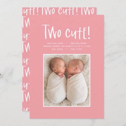 Matig minimaal tweelingfotobericht aankondiging (Voorkant / Achterkant)