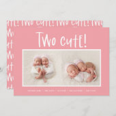 Matig minimaal tweelingfotobericht aankondiging (Voorkant / Achterkant)