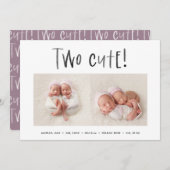 Matig minimaal tweelingfotobericht aankondiging (Voorkant / Achterkant)