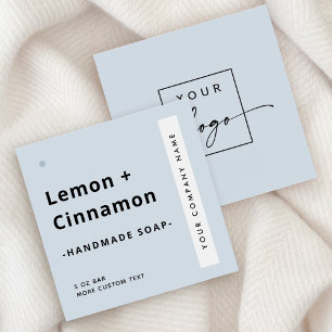 Matig minimaal vierkant, stoffig blauw productlabe vierkante visitekaartjes