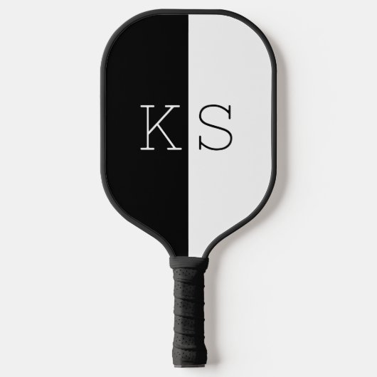 Matig minimaal zwart-wit monogram pickleball paddle (Voorkant)