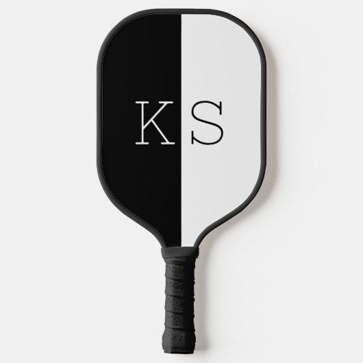 Matig minimaal zwart-wit monogram pickleball paddle (Achterkant)