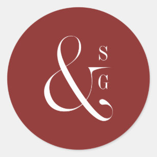 Matig minimalistisch monogram van een echtpaar ronde sticker