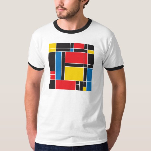 Matig Mondriaan geïnspireerd grafisch T-shirt (Voorkant)