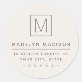 Matig monogram licht boven bruin retouradres ronde sticker (Voorkant)