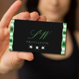Matig monogram voor groene en zwarte mousserende d visitekaartje