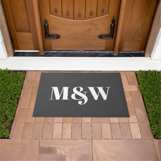 Matig monogram voor witte houtskool deurmat (Buiten)