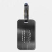 Matig monogram zwart grijs geborsteld glam metaal bagagelabel (Achterkant verticaal)