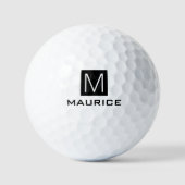 Matig monogram zwart vierkant golfballen (Voorkant)