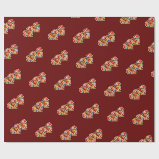 Matig mozaïekhart donkerrood cadeaupapier (Vlak)