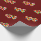 Matig mozaïekhart donkerrood cadeaupapier (Hoek)