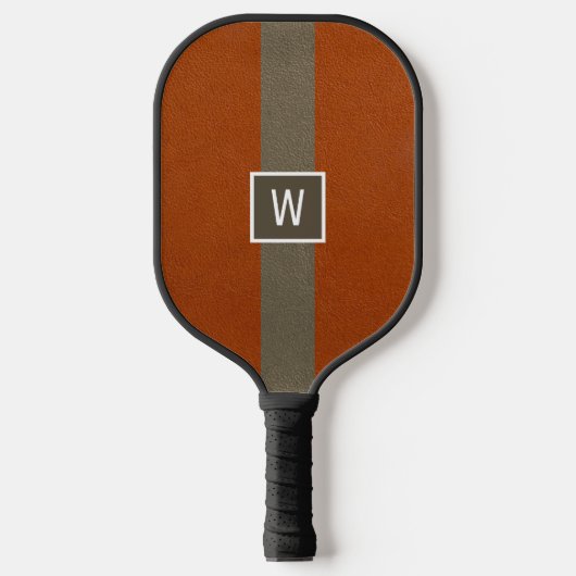 Matig Oranje monogram kunstleder Pickleball Paddle (Voorkant)
