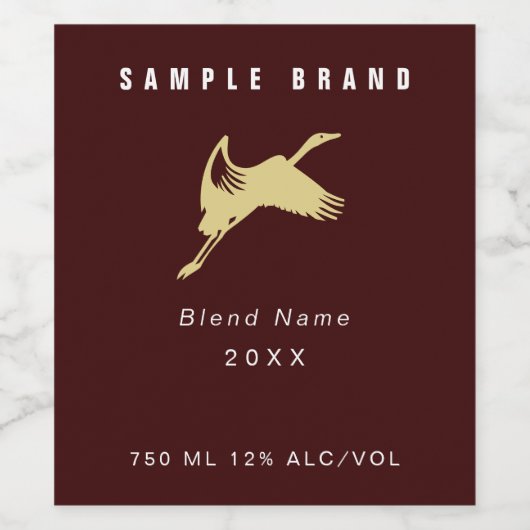 Matig Oxblood Red Yellow Minimum Elegant Bird Wijn Etiket (Enkel label)