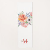 Matig paars floreel patroon waterverf monogram yogamat (Voorkant)