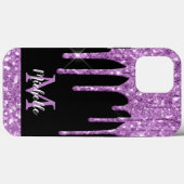Matig Paars lichtgewicht glitter-dripmonogram Case-Mate iPhone Case (Achterkant (horizontaal))