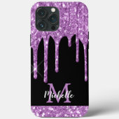 Matig Paars lichtgewicht glitter-dripmonogram Case-Mate iPhone Case (Achterkant)