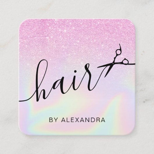 Matig paarse holografisch kapster vierkante visitekaartje (Voorkant)