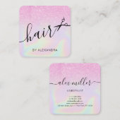 Matig paarse holografisch kapster vierkante visitekaartje (Voorkant / Achterkant)