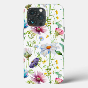 Matig patroon van wilde bloemen iPhone 13 pro hoesje