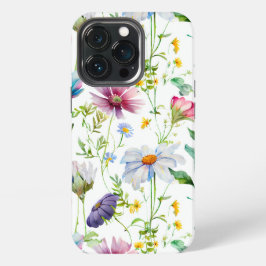 Matig patroon van wilde bloemen iPhone 13 pro hoesje