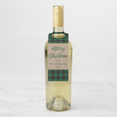 Matig penseelscript voor pretkerst Tartan Kraft Flessenhanger (Op fles)