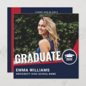 Matig Rood Blauw | Foto Afstuderen Afstuderen Kaart (Voorkant / Achterkant)