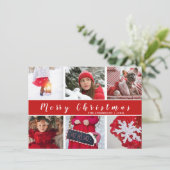 Matig rood en wit kerstfoto, collage feestdagenkaart (Staand voorkant)