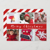 Matig rood en wit kerstfoto, collage feestdagenkaart (Voorkant / Achterkant)