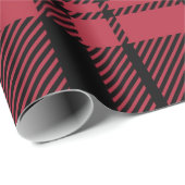 Matig Rood en Zwart Tartan Cadeaupapier (Rol Hoek)