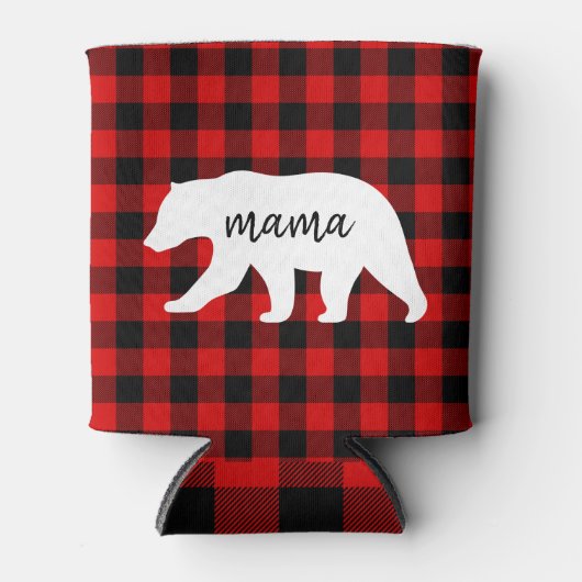 Matig rood geplakt met wit Beer Blikjeskoeler (Voorkant)