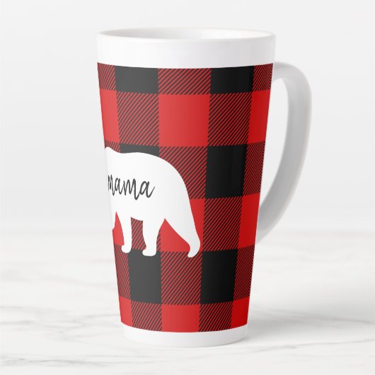 Matig rood geplakt met wit Beer Latte Mok (Rechterhoek)