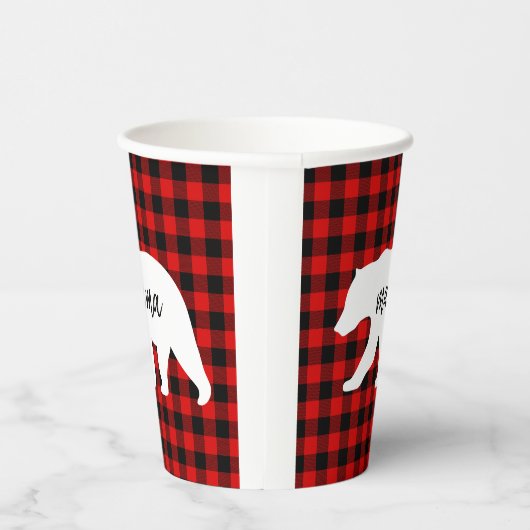 Matig rood geplakt met wit Beer Papieren Bekers (Rechts)