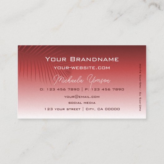 Matig rood gradiënt palmlef Monogram gewoon Visitekaartje (Achterkant)