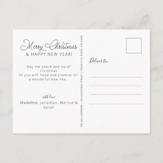 Matig rood script kerst met pretentieuze kerst briefkaart (Achterkant)