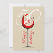 Matig rood wijnglas 50e Kaart (Voorkant)