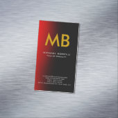Matig rood zwart geel monogram magnetisch visitekaartje (Voorbeeld)
